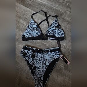 Victoria's Secret Black and White Snake Print Bikini